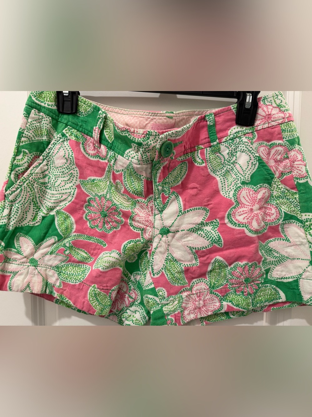 Lilly Pulitzer Pink & Green Floral Cotton Shorts
